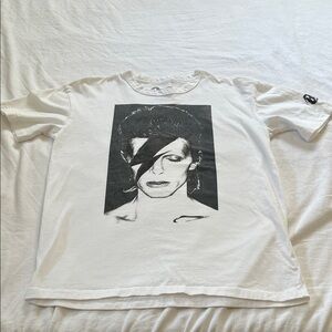 David Bowie White Graphic T-Shirt with Iconic Print